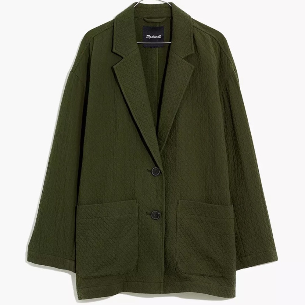 NWT Madewell Diamond Shaw Blazer small Jacket S green Vtg cotton j crew